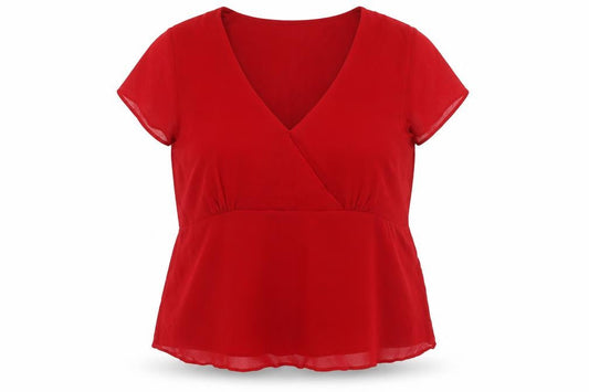 Womens UK Size 24 BM Red Wrap Blouse