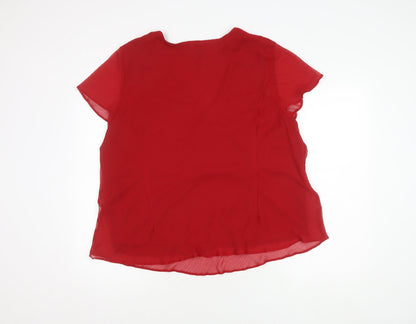 Womens UK Size 24 BM Red Wrap Blouse