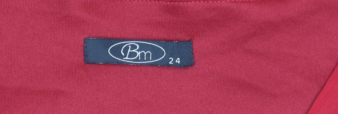 Womens UK Size 24 BM Red Wrap Blouse