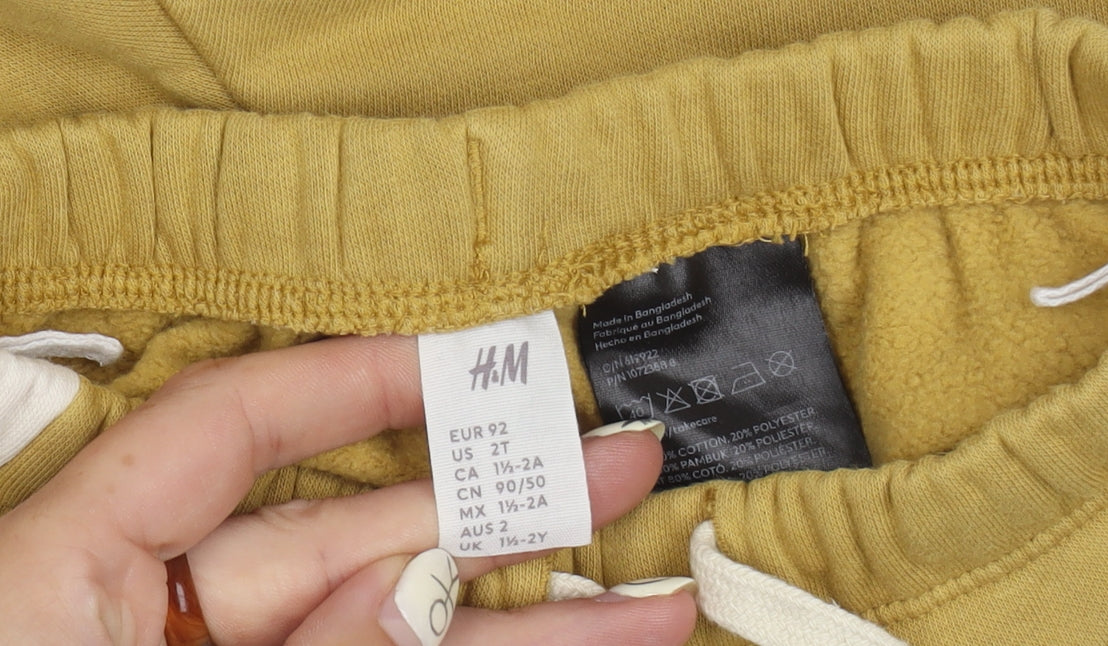 H&M Boys Yellow Jogger Trousers, Size 2 Years, Cotton Blend