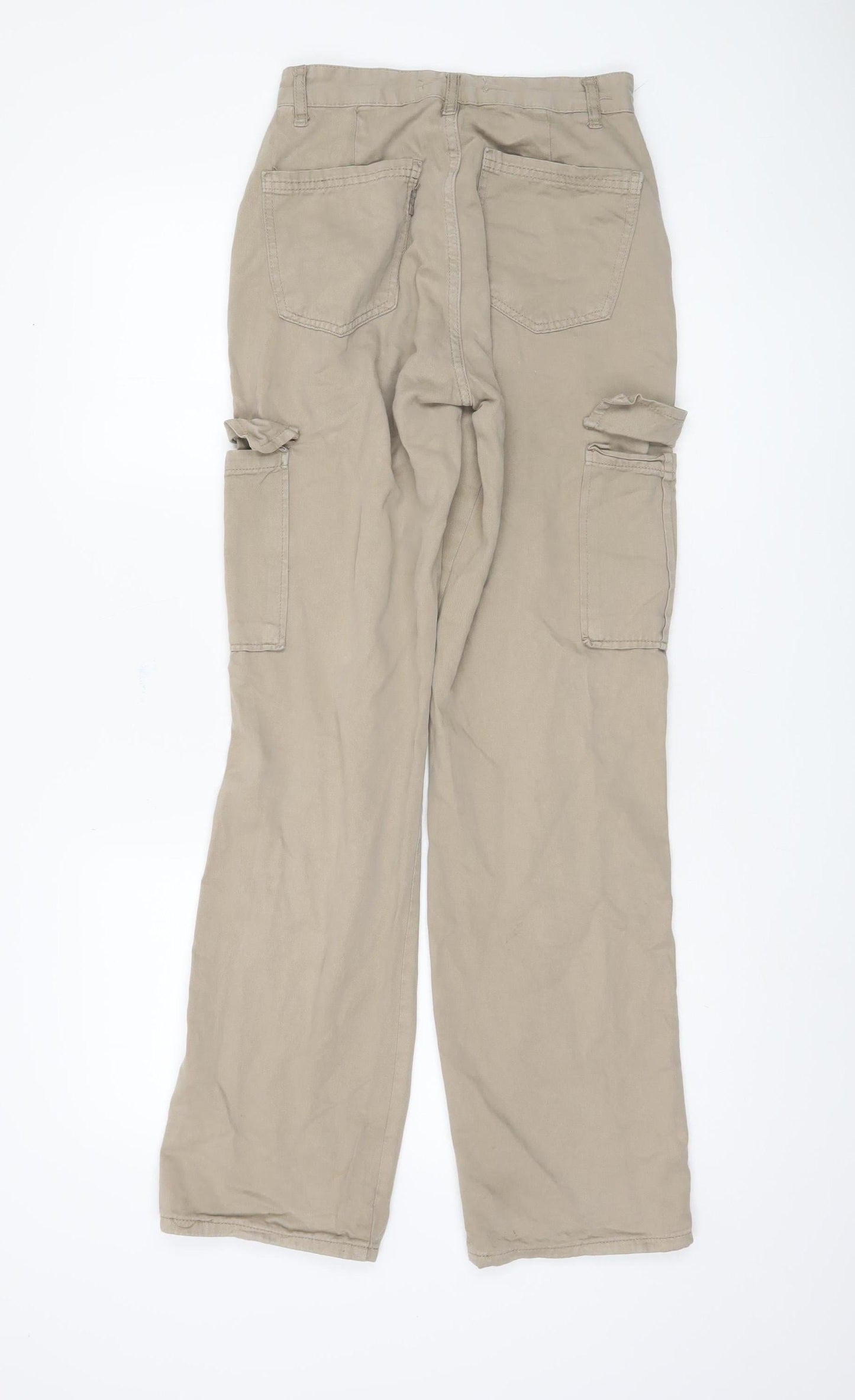 Stradivarius Beige Cargo Trousers for Women Size 6 Cotton Casual