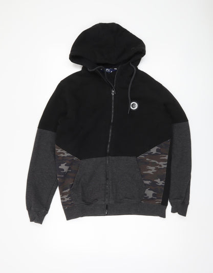 Peter England Men's Black Camouflage Hoodie M