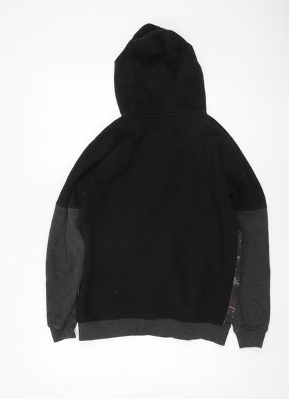 Peter England Men's Black Camouflage Hoodie M