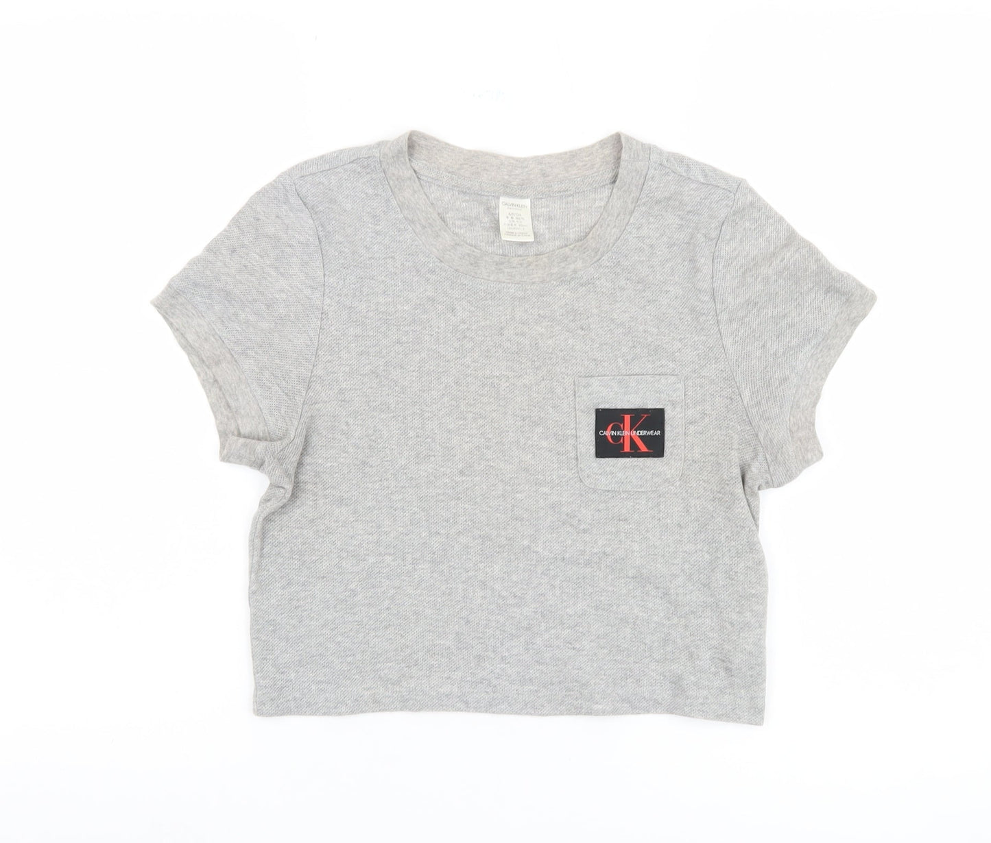 Calvin Klein Women's Grey Cropped T-Shirt, Size S