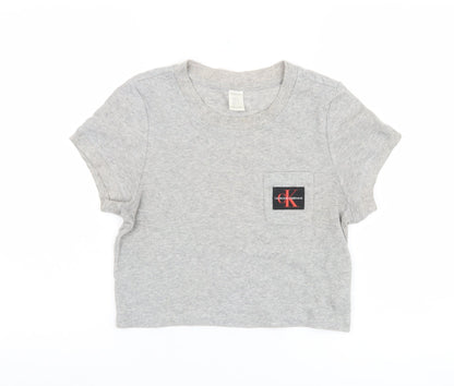 Calvin Klein Women's Grey Cropped T-Shirt, Size S