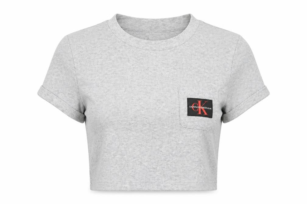 Womens UK Size S Calvin Klein Grey Cropped T-Shirt