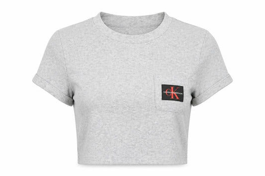 Womens UK Size S Calvin Klein Grey Cropped T-Shirt