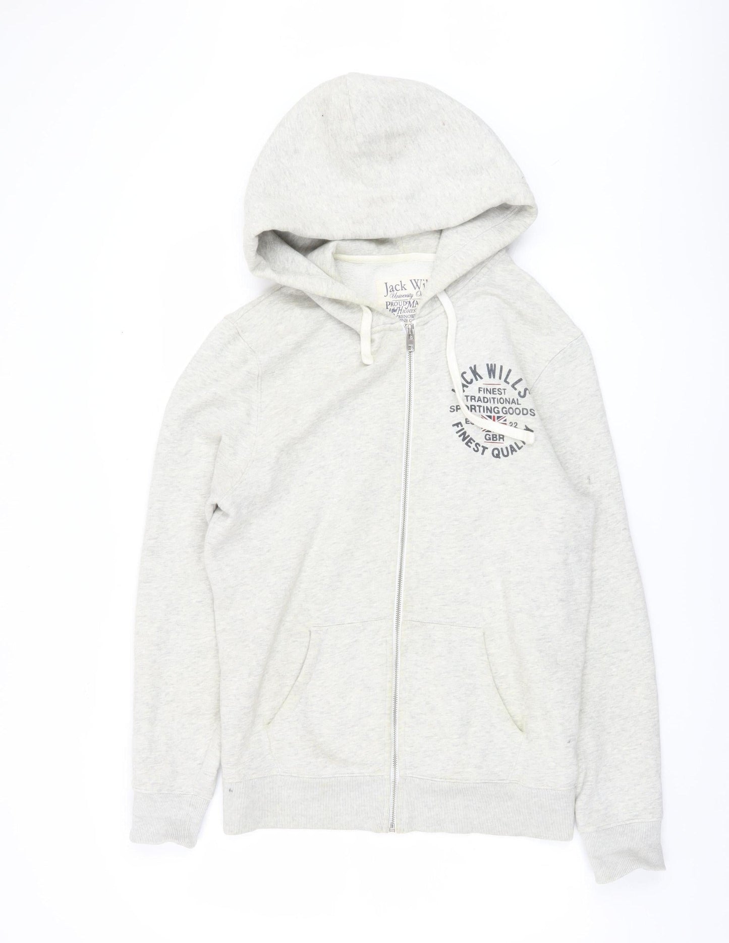 Mens UK Size M Jack Wills Grey Full Zip Hoodie