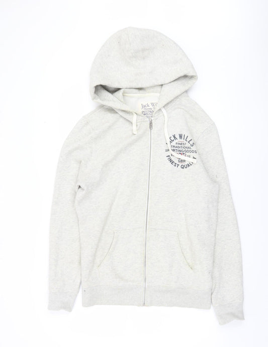 Mens UK Size M Jack Wills Grey Full Zip Hoodie