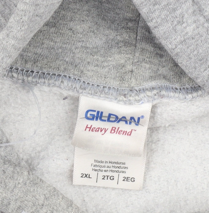 Mens UK Size 2XL Gildan Grey Pullover Hoodie