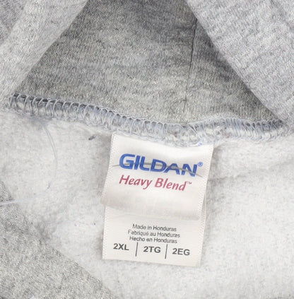 Mens UK Size 2XL Gildan Grey Pullover Hoodie