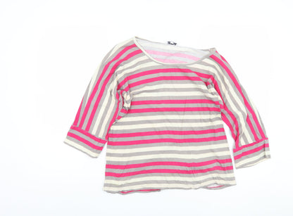 Splendid Women's Multicoloured Striped T-Shirt, M, 3/4 Sleeve