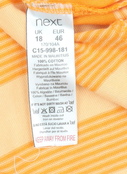 Next Women's Yellow Striped T-Shirt Size 18 V-Neck