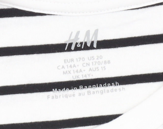 H&M Girls' Striped T-Shirt Dress, Size 14 Years, Casual Comfort