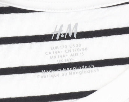 H&M Girls' Striped T-Shirt Dress, Size 14 Years, Casual Comfort