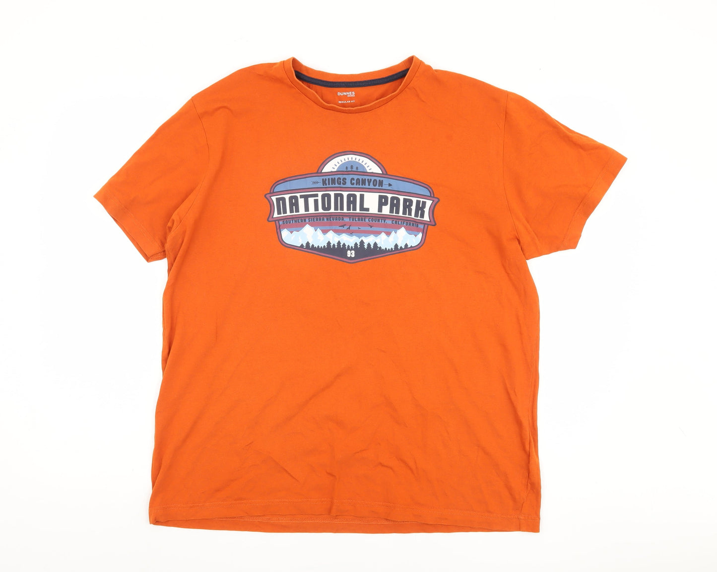 Dunnes Stores Men's Orange Graphic T-Shirt, Size L