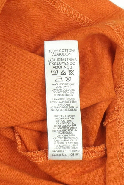 Dunnes Stores Men's Orange Graphic T-Shirt, Size L