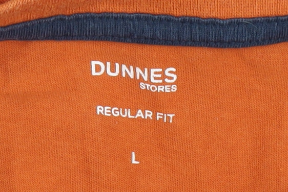Dunnes Stores Men's Orange Graphic T-Shirt, Size L