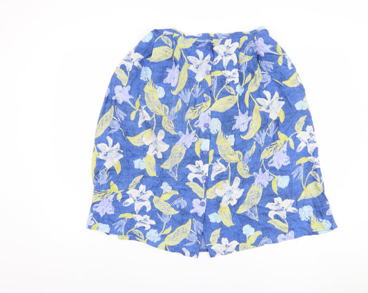 Marks and Spencer Women's Blue Floral A-Line Skirt, Size 14
