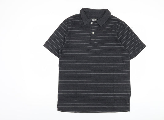 Old Navy Men's Black Striped Polo, Medium, Casual Wear