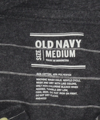 Old Navy Men's Black Striped Polo, Medium, Casual Wear
