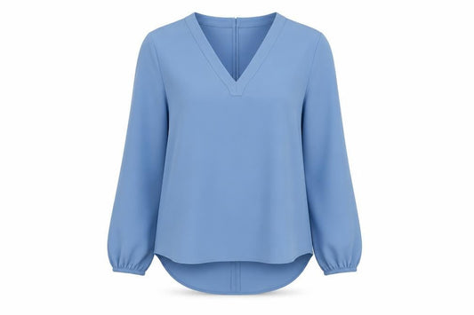 Front view of Marks & Spencer Blue Women's V-Neck Long Sleeve Blouse