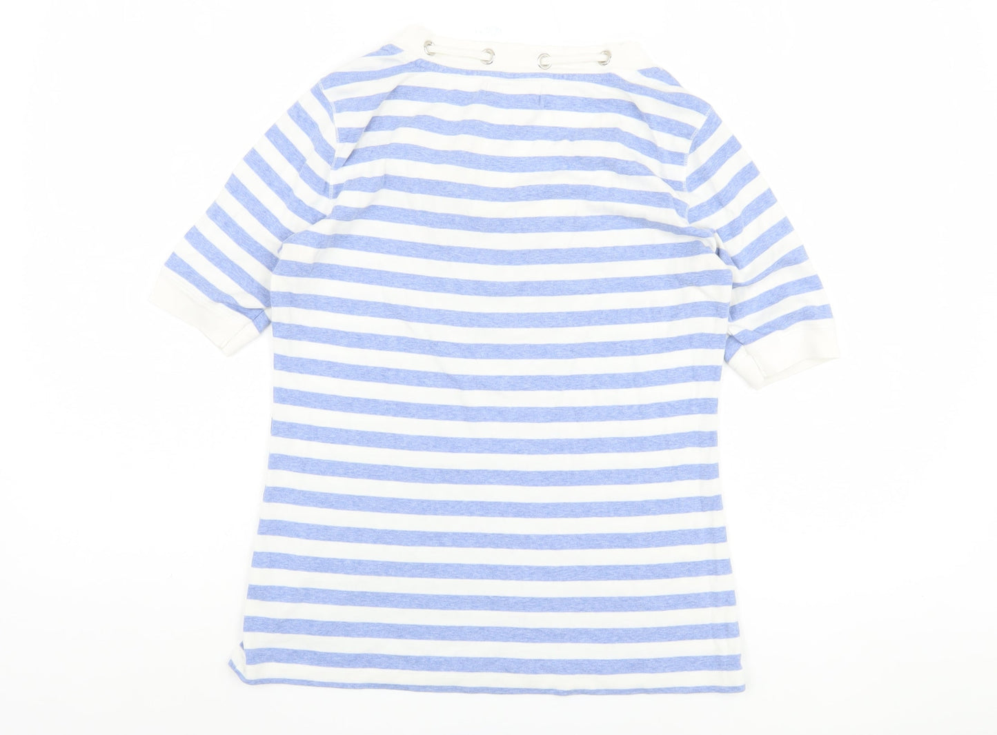 Womens UK Size 10 Marks and Spencer Blue Ringer T-Shirt