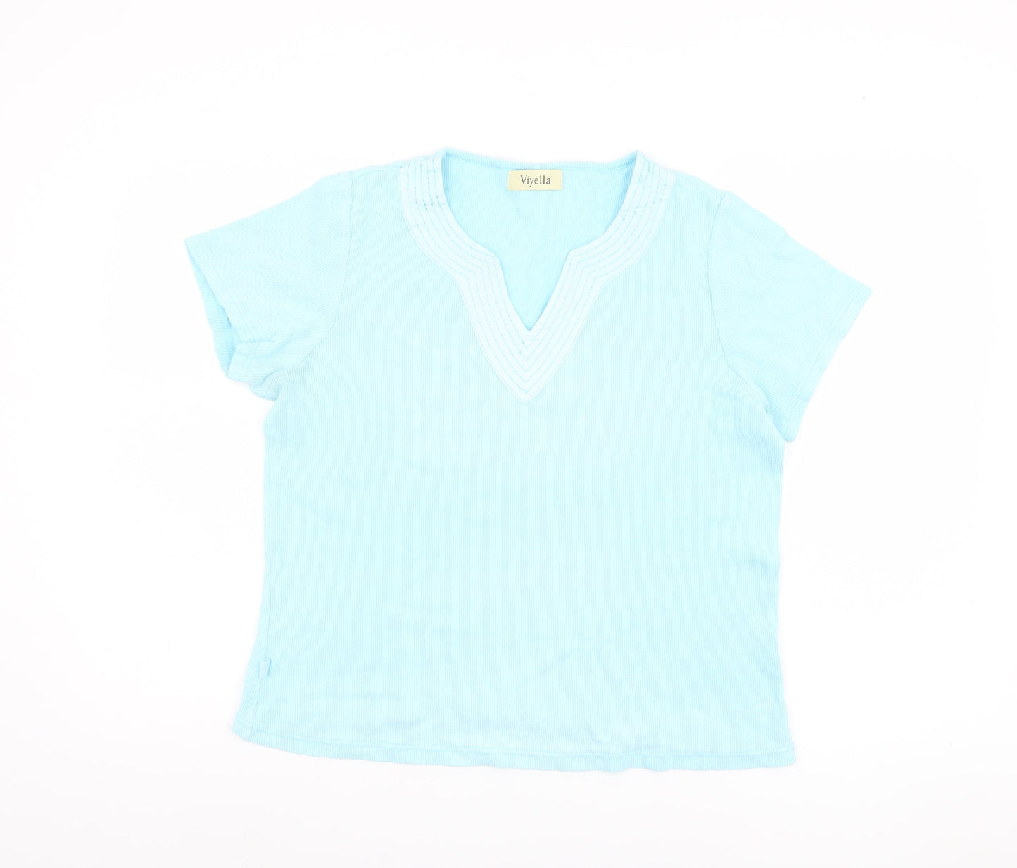 Viyella Women's Blue V-Neck T-Shirt, Size L - Casual Summer Top