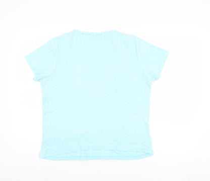 Viyella Women's Blue V-Neck T-Shirt, Size L - Casual Summer Top