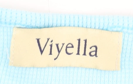 Viyella Women's Blue V-Neck T-Shirt, Size L - Casual Summer Top