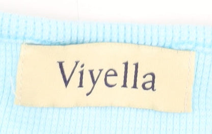 Viyella Women's Blue V-Neck T-Shirt, Size L - Casual Summer Top