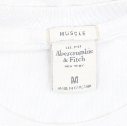 Abercrombie & Fitch Men's White Crew Neck T-Shirt, M