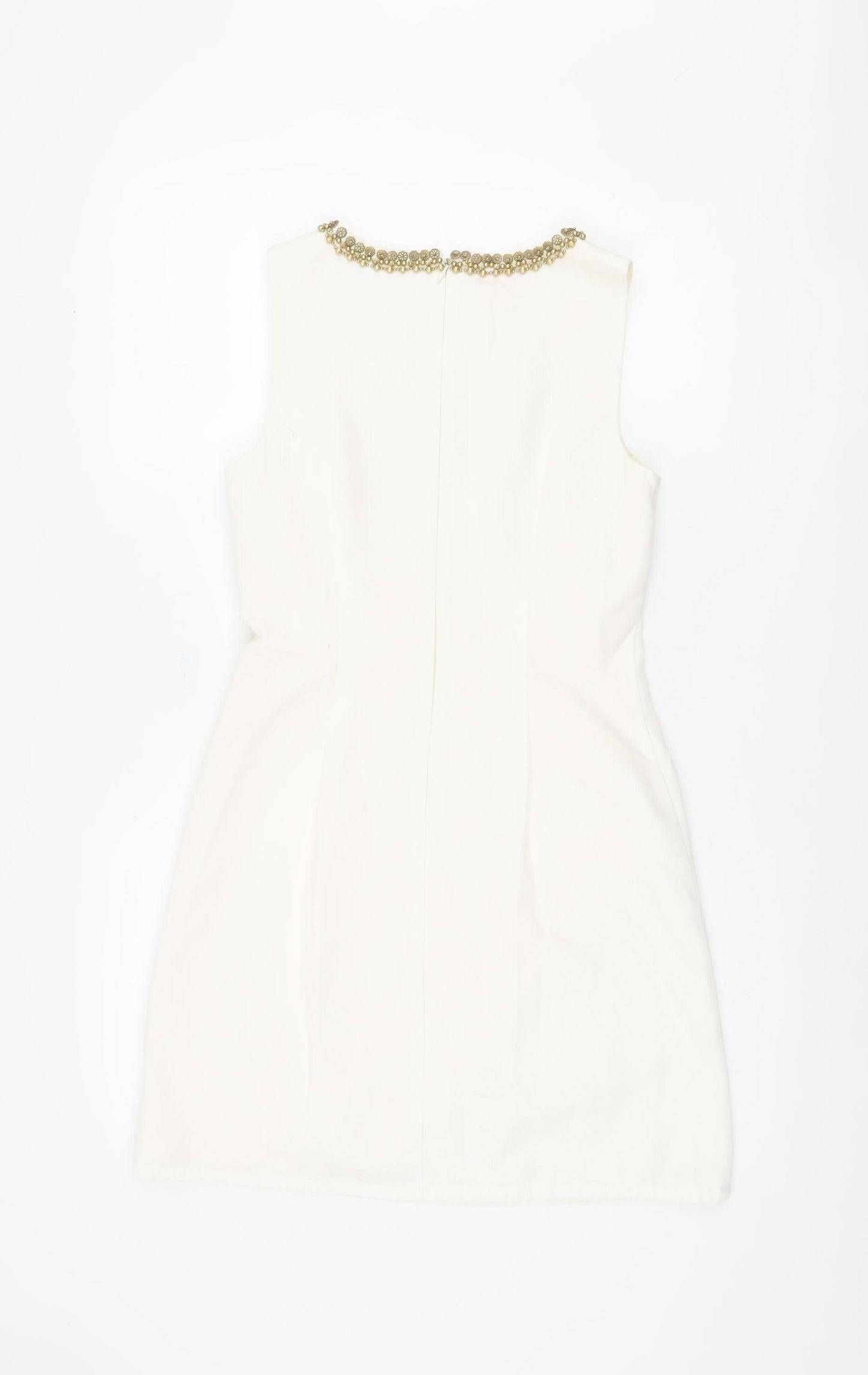 Monsoon Women's Ivory Beaded Shift Dress Size 8