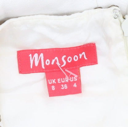 Monsoon Women's Ivory Beaded Shift Dress Size 8