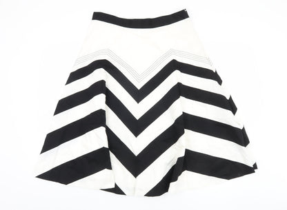 Marks and Spencer Women Black Striped Cotton Skirt Size 12