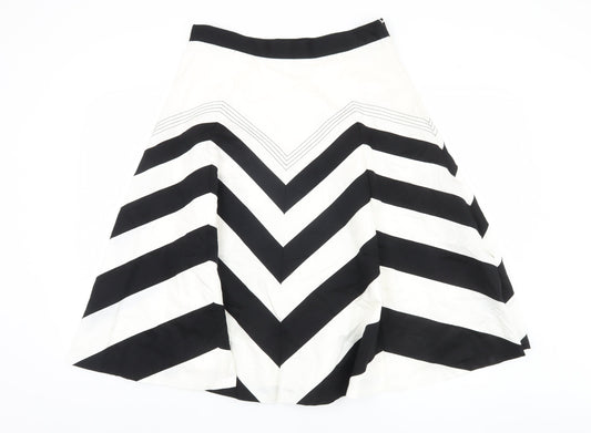 Marks and Spencer Women Black Striped Cotton Skirt Size 12