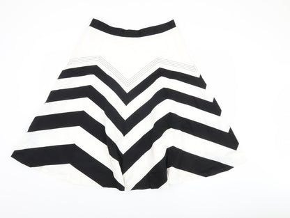 Marks and Spencer Women Black Striped Cotton Skirt Size 12