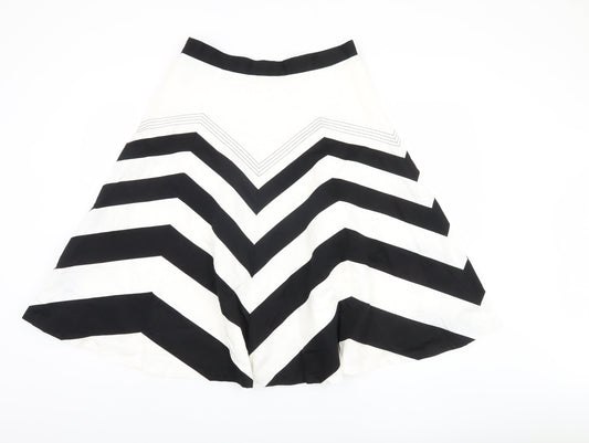 Marks and Spencer Women Black Striped Cotton Skirt Size 12
