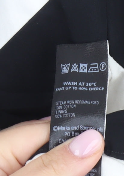 Marks and Spencer Women Black Striped Cotton Skirt Size 12