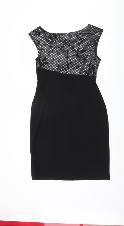 Connected Apparel Women's Black Sequin Sheath Dress, Size 10