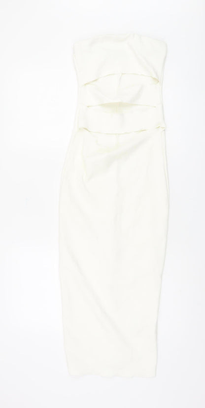 Zara Women's Ivory Strapless Bodycon Dress S