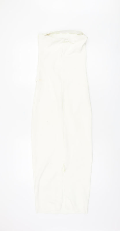 Zara Women's Ivory Strapless Bodycon Dress S