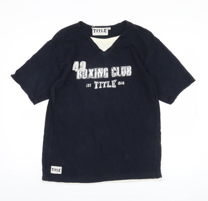 TITLE Men's Black Cotton Sports Graphic T-Shirt M