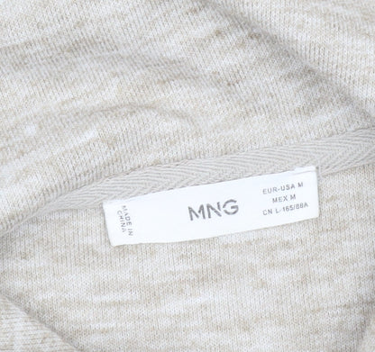 MNG Women's Beige Long Sleeve Sweatshirt, Size 12