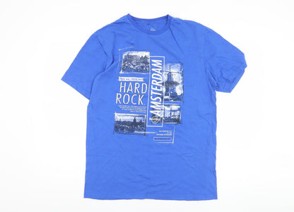 Mens UK Size L Hard Rock Blue  T-Shirt