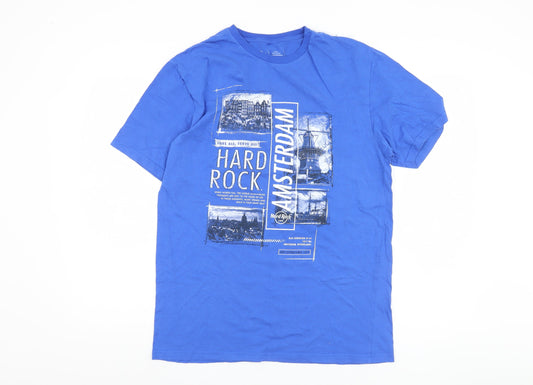 Mens UK Size L Hard Rock Blue  T-Shirt