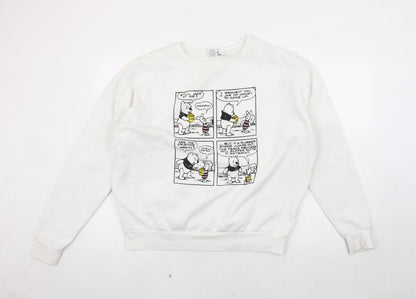 Front view of Disney unisex white pullover sweatshirt l