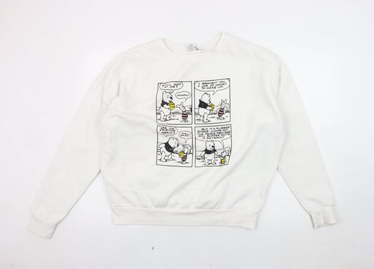 Unisex Adults UK Size L Disney White Pullover Sweatshirt