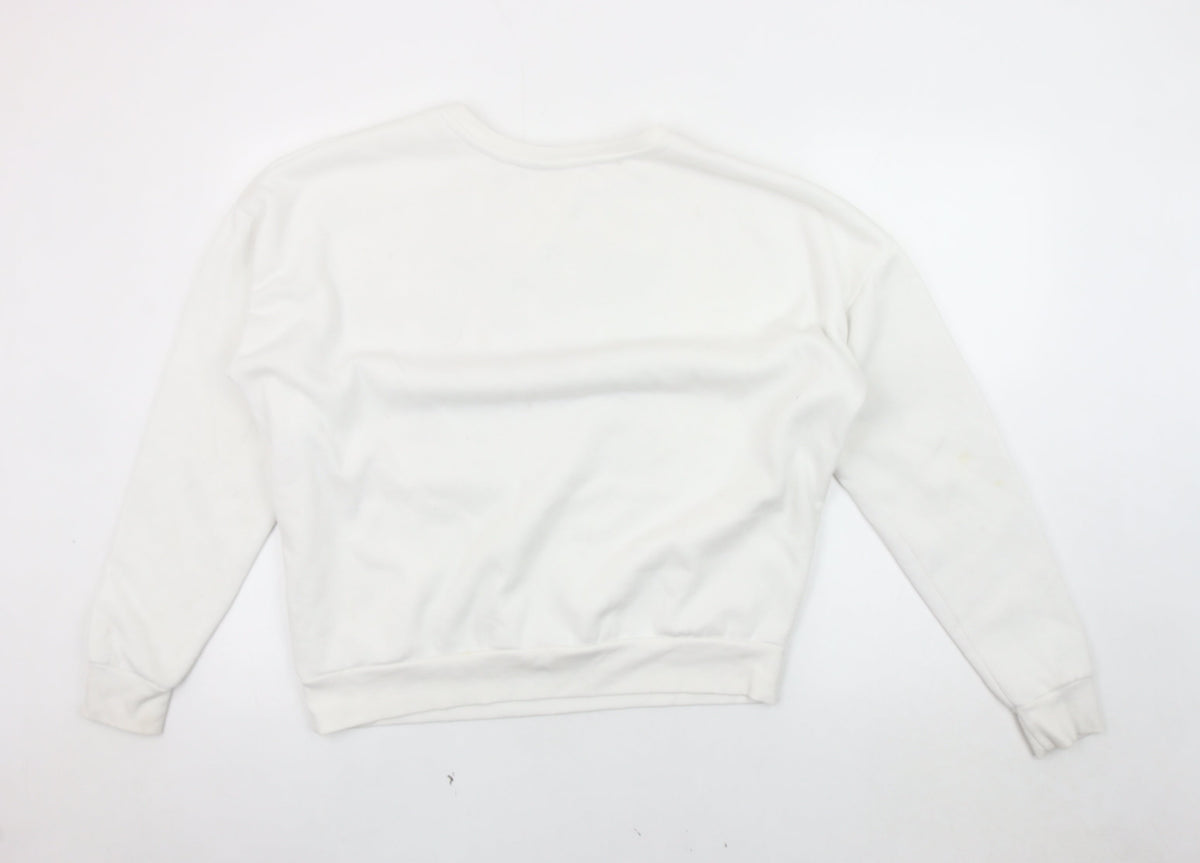 Back view of Disney unisex white pullover sweatshirt l
