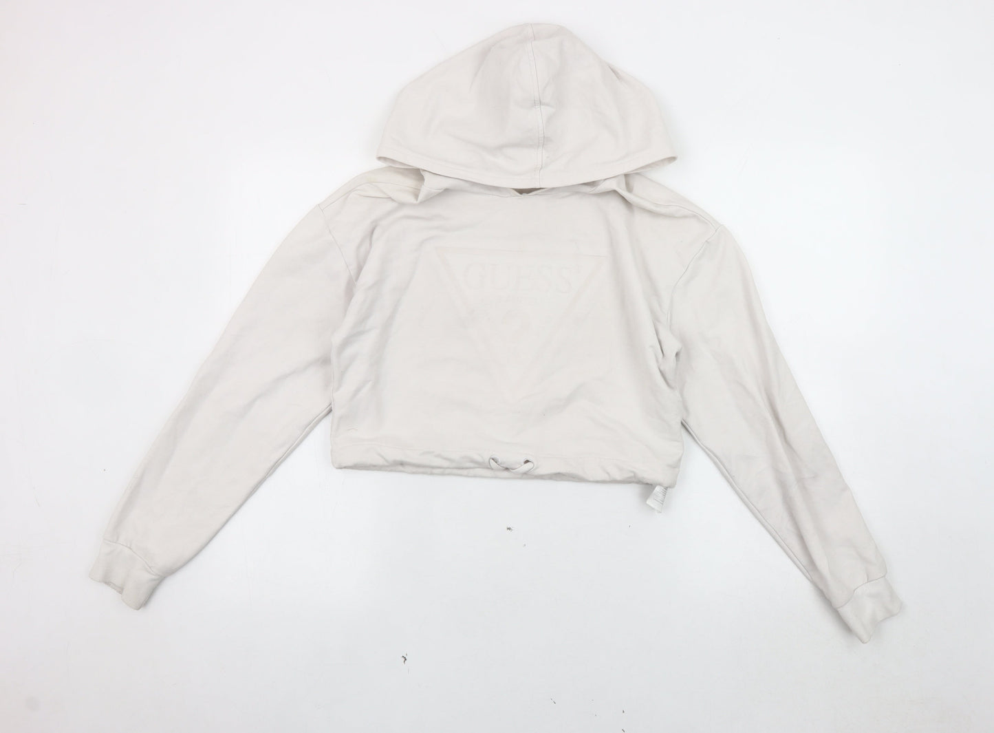 Guess Women's Ivory Logo Hoodie S